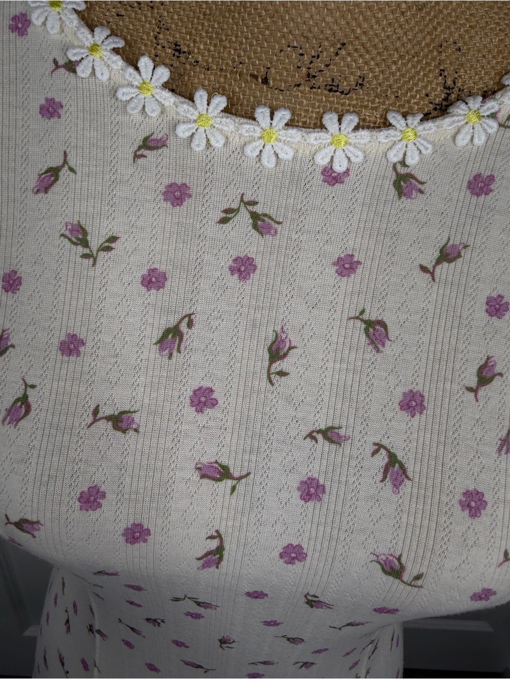 Free People Size S Ivory Floral Daisy Trim Mini Dress NWT - Picture 6 of 13